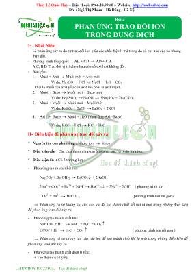 Giáo án Bài 4 Phản ứng trao đổi ion trong dung dịch